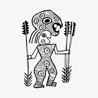 Aborigine clipart, drawing illustration vector. Free public domain CC0 image
