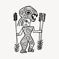 Aborigine clipart, drawing illustration psd. Free public domain CC0 image