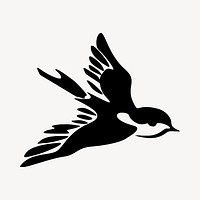 Bird silhouette clipart, animal illustration psd. Free public domain CC0 image