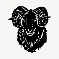 Goat head, animal illustration. Free public domain CC0 image