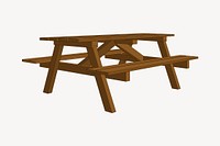 Picnic table clipart, illustration vector. Free public domain CC0 image.