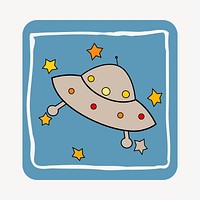 UFO spaceship clipart, cute doodle vector. Free public domain CC0 image