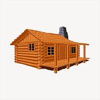 Wooden cabin clipart, architecture illustration vector. Free public domain CC0 image