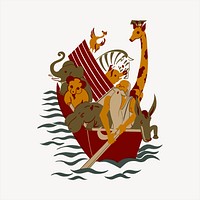 Noah's ark clipart, animal illustration vector. Free public domain CC0 image