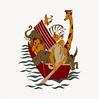 Noah's ark clipart, animal illustration psd. Free public domain CC0 image