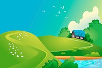 Countryside clipart, illustration vector. Free public domain CC0 image.