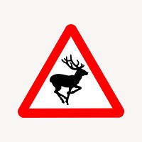 Deer crossing sign collage element vector. Free public domain CC0 image.