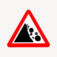 Falling rocks sign  collage element vector. Free public domain CC0 image.