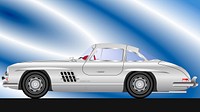 Gullwing car collage element vector. Free public domain CC0 image.