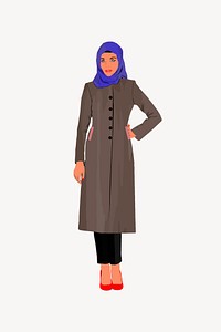 Muslim woman clipart, person illustration psd. Free public domain CC0 image.