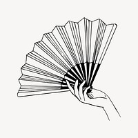 Handheld fan clip art, vintage illustration. Free public domain CC0 image.