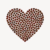 Heart coffee beans collage element vector. Free public domain CC0 image.