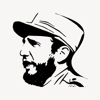 Fidel Castro collage element vector. Free public domain CC0 image.