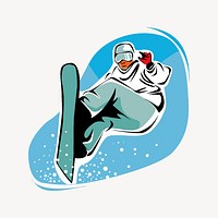 Snowboarding  collage element vector. Free public domain CC0 image.