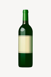 Wine bottle collage element vector. Free public domain CC0 image.