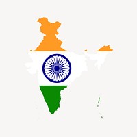 India flag map clip art, country illustration. Free public domain CC0 image.