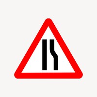 Narrow road sign clipart, illustration vector. Free public domain CC0 image.