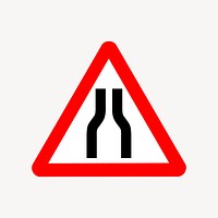 Narrow road sign clipart, illustration vector. Free public domain CC0 image.