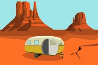 Desert camper clipart, illustration vector. Free public domain CC0 image.
