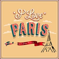 I love Paris clipart, illustration vector. Free public domain CC0 image.