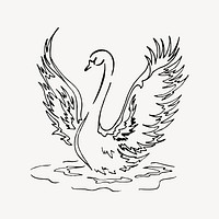 Swan clipart, animal illustration vector. Free public domain CC0 image