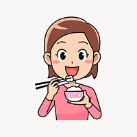 Woman eating rice clipart psd. Free public domain CC0 image