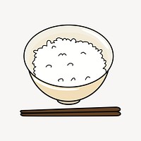 Rice bowl clipart, Japanese food illustration psd. Free public domain CC0 image