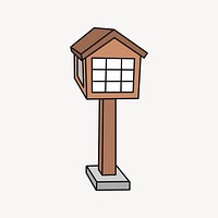 Bird house illustration. Free public domain CC0 image.