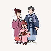 Festive Japanese family clipart vector. Free public domain CC0 image
