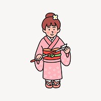 Japanese kimono woman clipart vector. Free public domain CC0 image