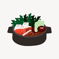 Sukiyaki hot pot clipart, Japanese food illustration vector. Free public domain CC0 image