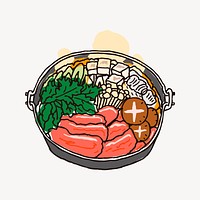 Sukiyaki hot pot clipart, Japanese food illustration vector. Free public domain CC0 image