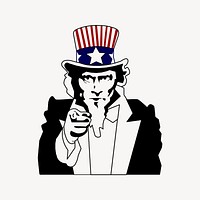 Uncle Sam pointing clipart vector. Free public domain CC0 image