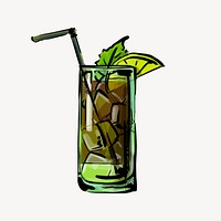 Cocktail clipart, alcoholic beverage illustration vector. Free public domain CC0 image