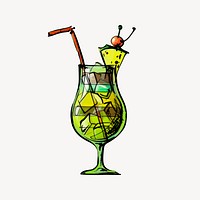 Cocktail clipart, alcoholic beverage illustration vector. Free public domain CC0 image