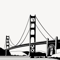 Golden gate bridge clipart, silhouette American landmark illustration vector. Free public domain CC0 image.