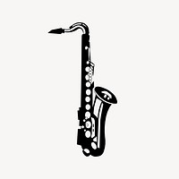 Saxophone silhouette clipart, music instrument illustration vector. Free public domain CC0 image.