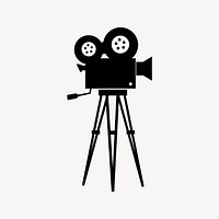 Vintage video camera silhouette clipart, object illustration vector. Free public domain CC0 image.