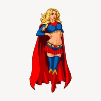 Female superhero clipart, cartoon character illustration psd. Free public domain CC0 image.