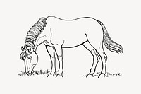 Horse grazing clipart, livestock illustration vector. Free public domain CC0 image.