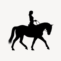 Horseback riding silhouette clipart, livestock illustration vector. Free public domain CC0 image.