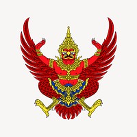 Thai Garuda emblem clipart, Hinduism illustration vector. Free public domain CC0 image.