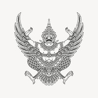 Thai Garuda emblem, Hinduism illustration. Free public domain CC0 image.