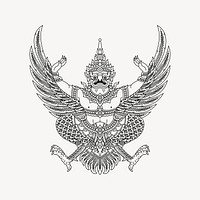 Thai Garuda emblem clipart, Hinduism illustration psd. Free public domain CC0 image.