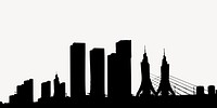 Silhouette city clipart, skyscraper illustration vector. Free public domain CC0 image.