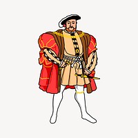 Henry VIII, England king clipart, cartoon character illustration vector. Free public domain CC0 image.