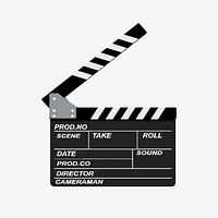 Movie clapper clipart, object illustration vector. Free public domain CC0 image.