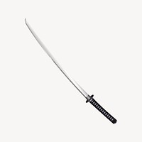 Samurai sword clipart, weapon illustration vector. 