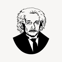 Albert Einstein clipart, physicist portrait illustration vector. Free public domain CC0 image.