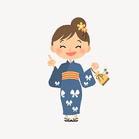 Japanese girl clipart, cartoon character illustration vector. Free public domain CC0 image.